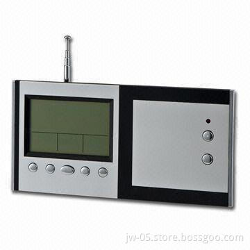 Aluminum Desktop Multifunctional Clock Radio with Thermometer and Calendar